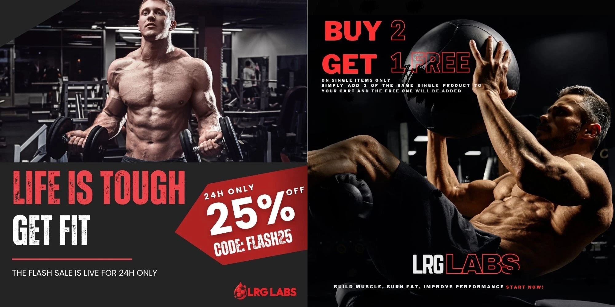 LRG Labs offers: 25% off with code FLASH25, and Buy 2 Get 1 Free on single products