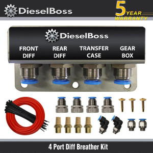 4-Port universal Diff Breather Kit with red hose