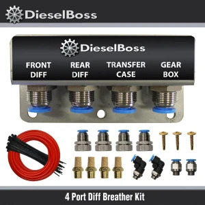 4-Port universal Diff Breather Kit with red hose