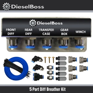 5-Port universal Diff Breather Kit with blue hose