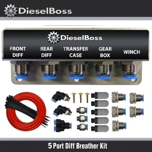 5-Port universal Diff Breather Kit with red hose