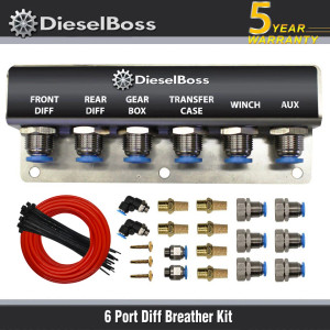6-Port universal Diff Breather Kit with red hose 6-Port universal Diff Breather Kit with red hose