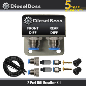 2-Port Diff Breather Kit with black hose for Mitsubishi Pajero Sport Triton MN MQ