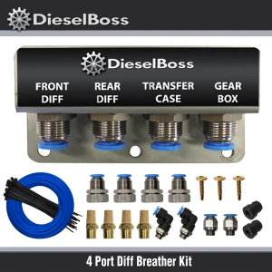 4-Port Diff Breather Kit with blue hose for Mitsubishi Pajero Sport Triton