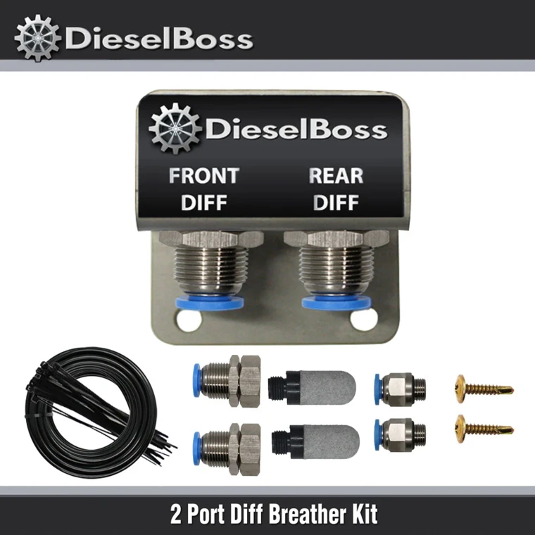 2-Port universal Diff Breather Kit with black hose