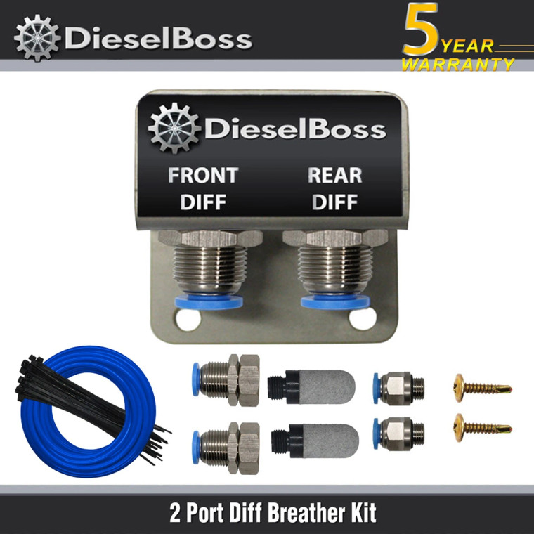 2-Port universal Diff Breather Kit with blue hose