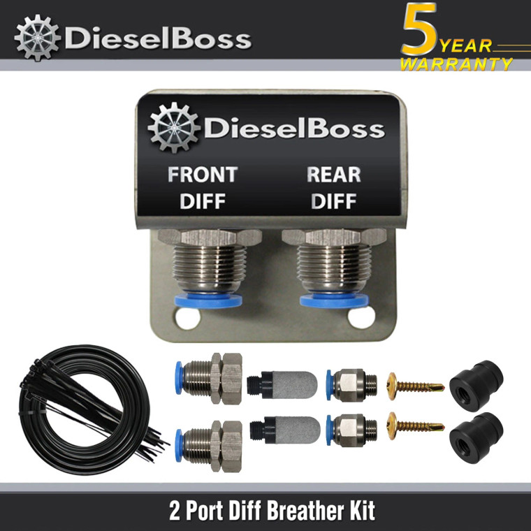 2-Port Diff Breather Kit with black hose for Mitsubishi Pajero Sport Triton MN MQ