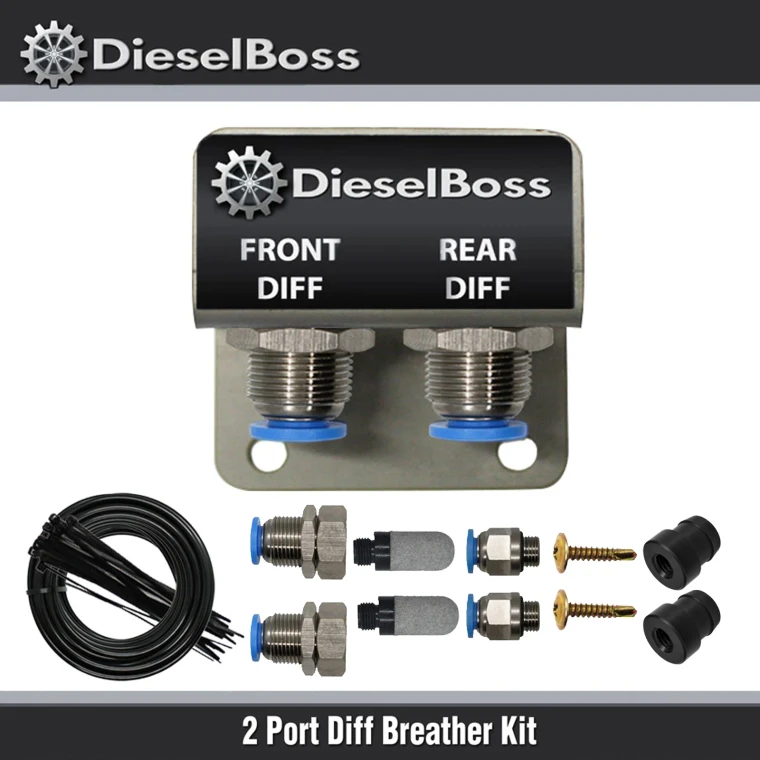2-Port Diff Breather Kit with black hose for Mitsubishi Pajero Sport Triton MN MQ