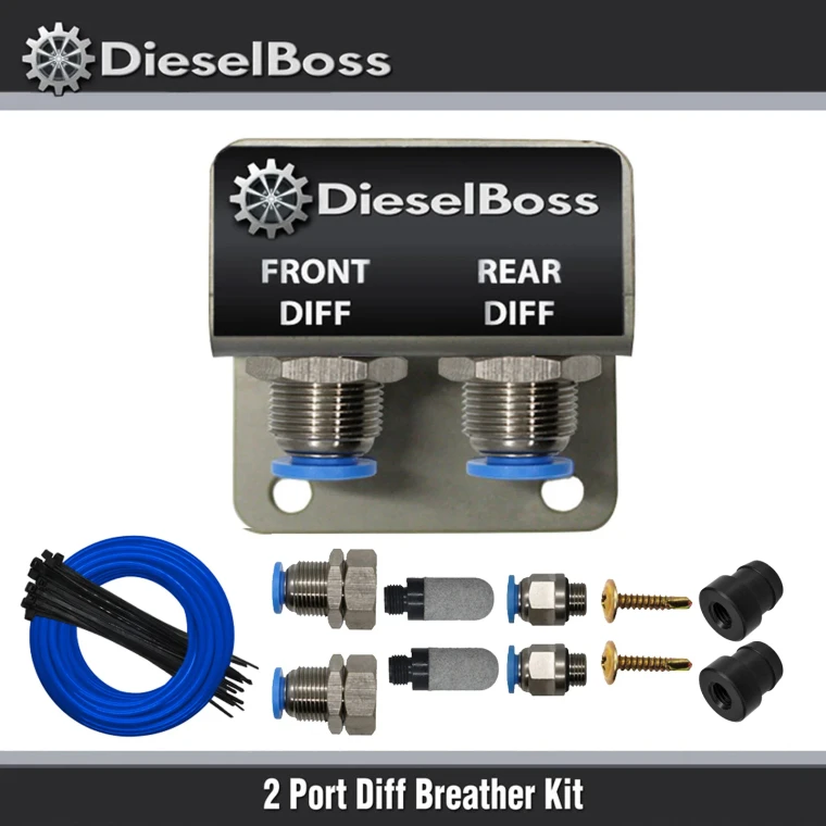2-Port Diff Breather Kit with blue hose for Mitsubishi Pajero Sport Triton MN MQ