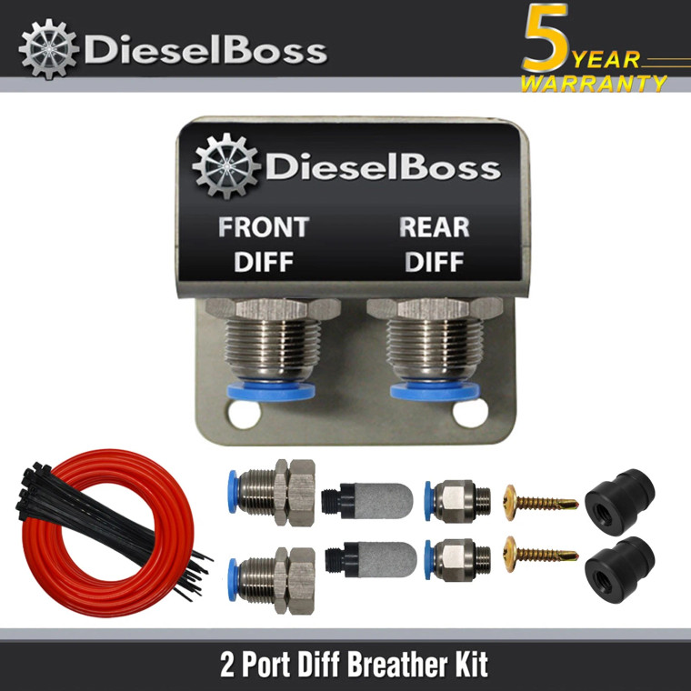 2-Port Diff Breather Kit with red hose for Mitsubishi Pajero Sport Triton MN MQ