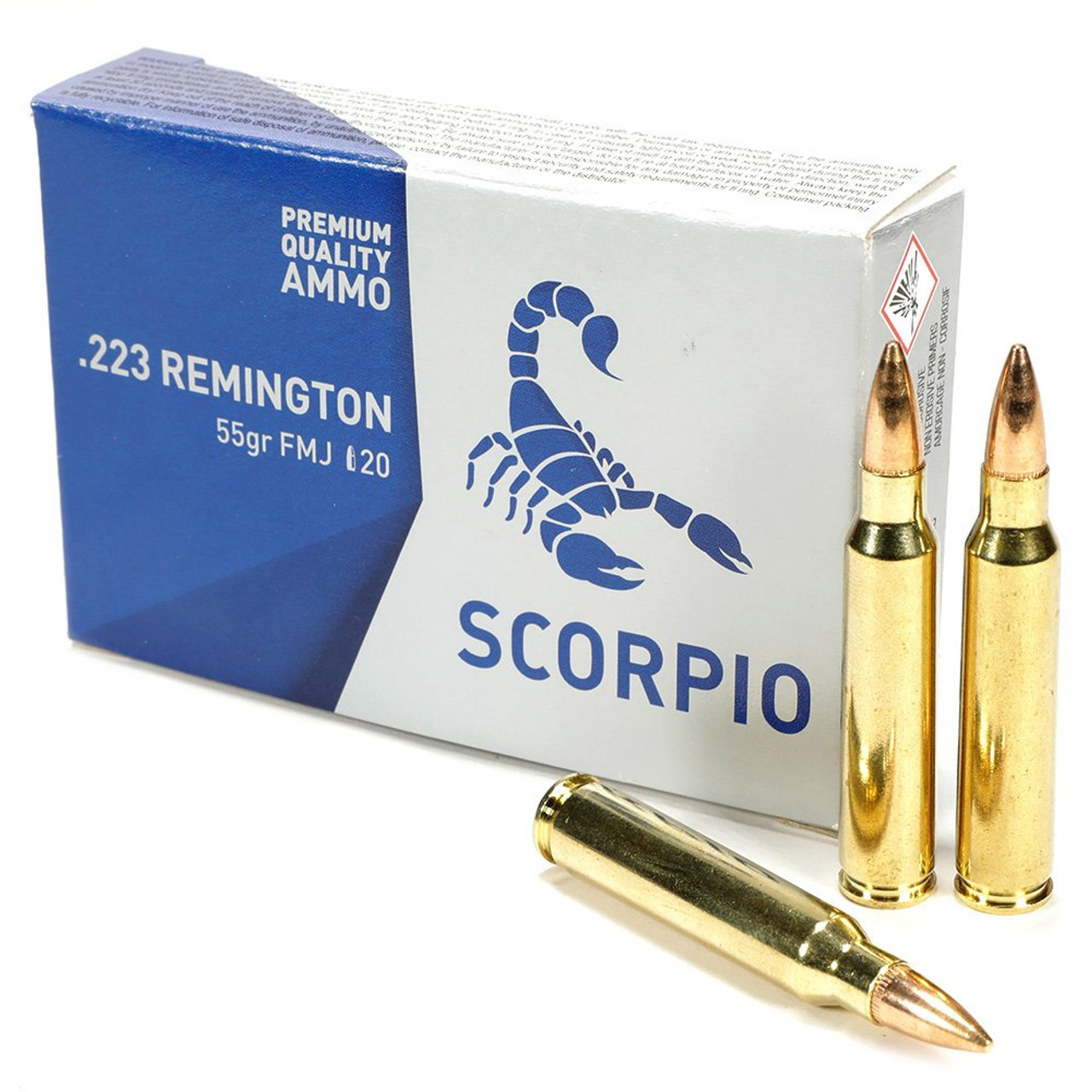 1000 Rounds Scorpio Ammo 223 Remington FMJ 55 Grain