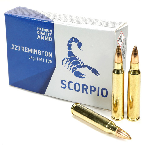 1000 Rounds Scorpio Ammo 223 Remington FMJ 55 Grain