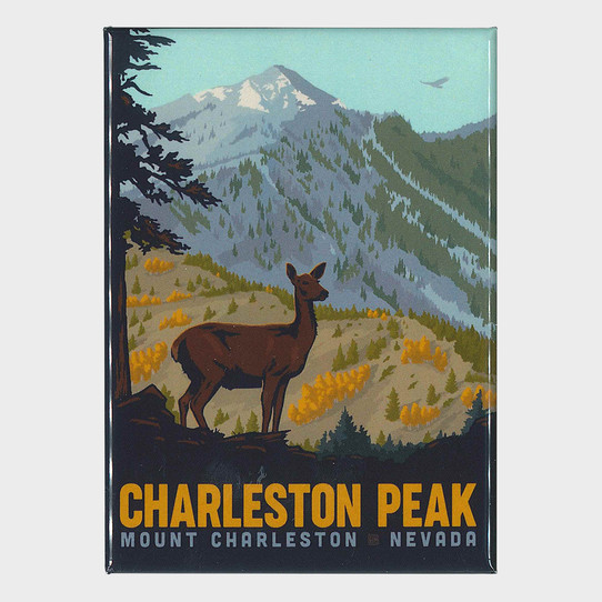 Spring Mountains (SMNRA) Charleston Peak Mule Deer Retro Magnet