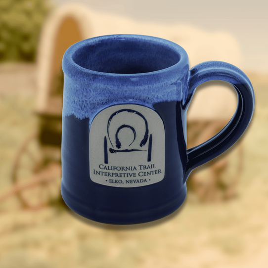 California Trail Interpretive Center Trail Wagon Mug Logo Blue