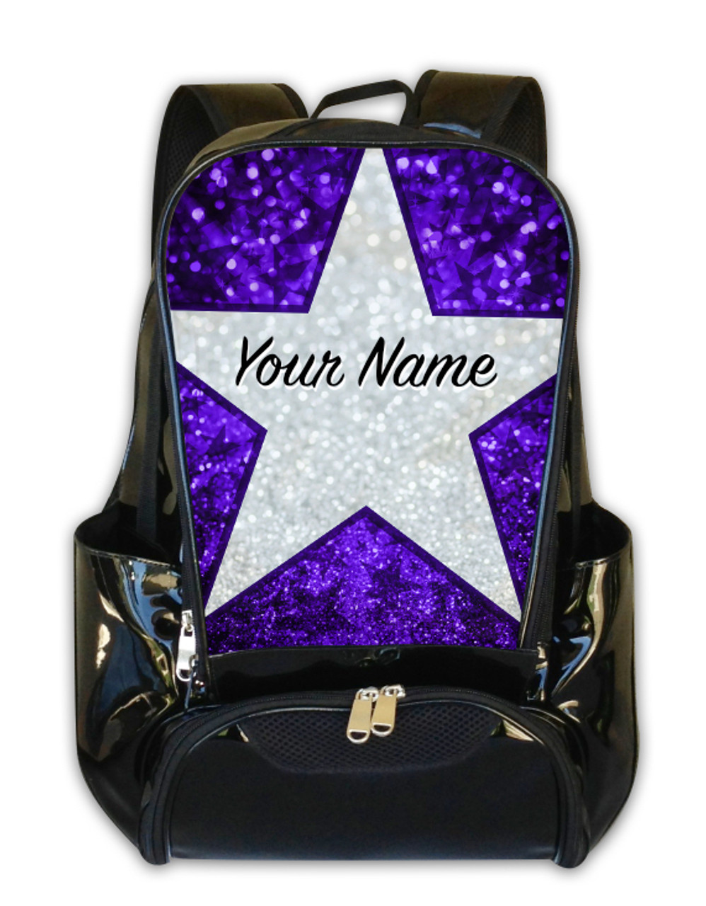 Purple Glitter Stars Personalized Backpack