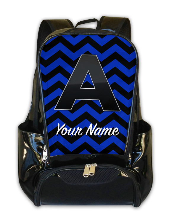 Blue-Black Chevron Personalized Backpack Cheer Luggage