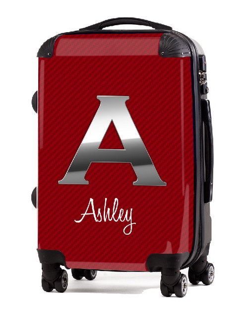 Carbon Fiber Red Initial 20" Carry-on Luggage