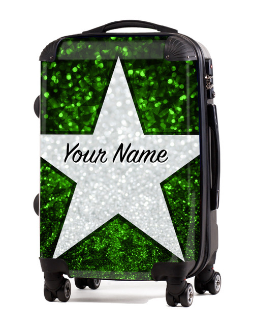 Green Glitter Stars - 20" Carry-On Luggage