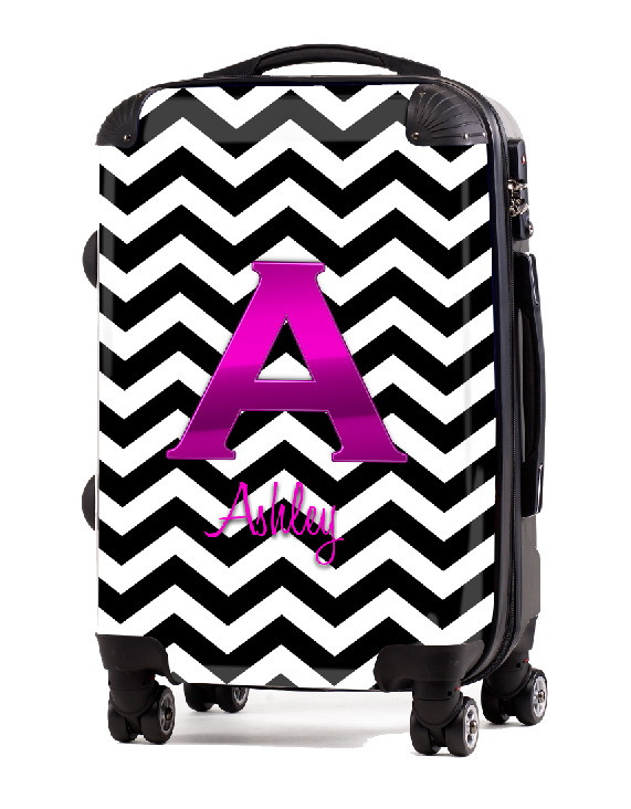 black-chevron-pink-initial-24-carry-on-luggage-cheer-luggage