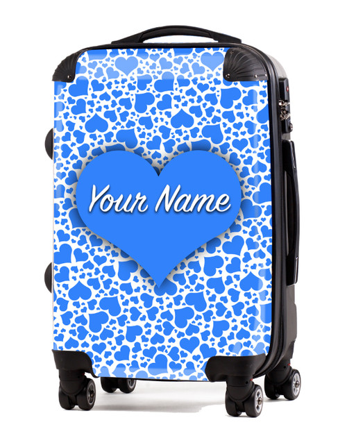 Cheer Luggage Personalized 20" Luggage Baby Blue Hearts Design