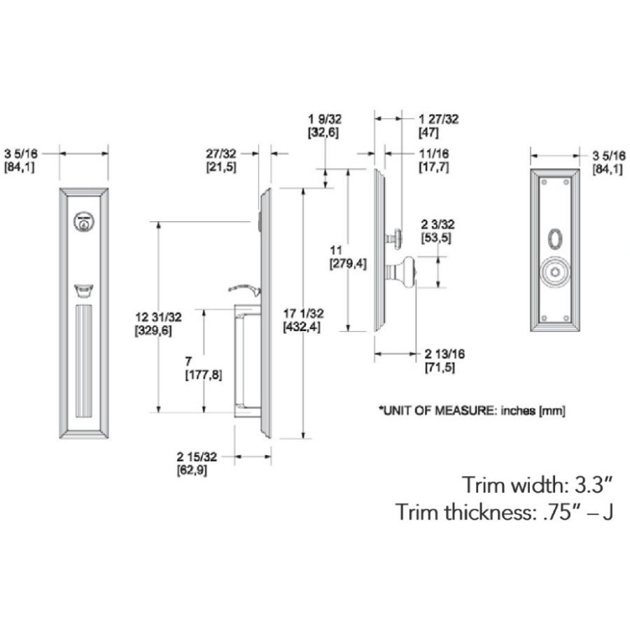 Baldwin Estate 6542 Tremont Mortise Handleset
