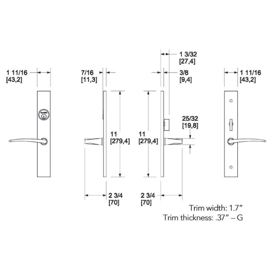 Baldwin Estate 6915 Santa Monica Mortise Handleset