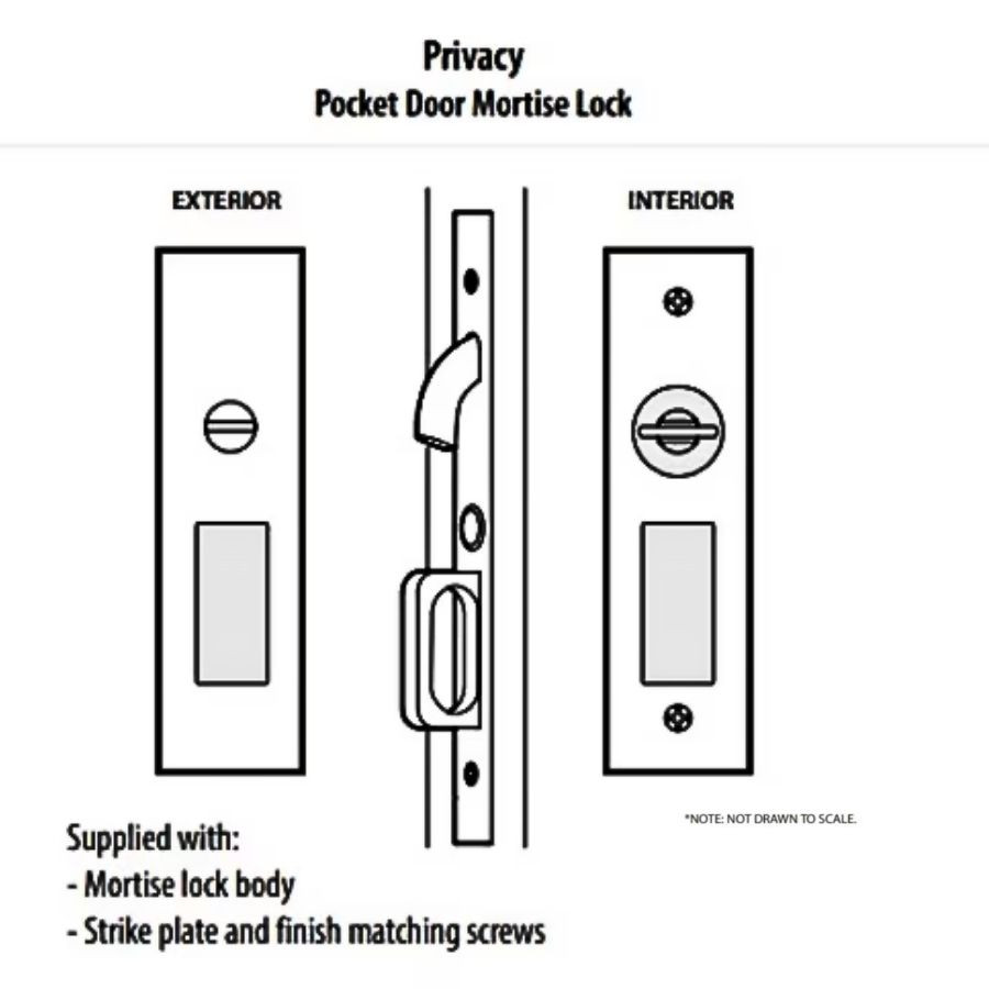 Emtek 2155 Narrow Modern Rectangular Mortise Privacy Pocket Door Set