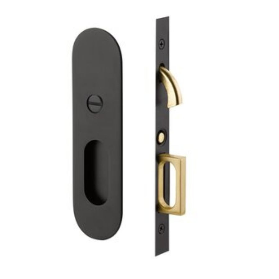 Emtek 2165 Narrow Modern Oval Mortise Privacy Pocket Door Set