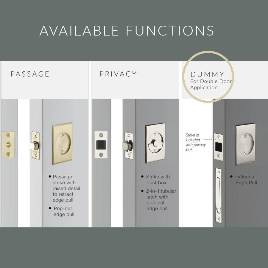 Emtek 2136 Dummy Pocket Door Tubular Set