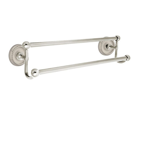 Traditional Brass 30" Double Towel Bar with Rope Rose