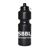 A drink bottle in black with a flip top and a logo, featuring a cylindrical shape and capacity of 750ml.