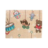 A colourful jigsaw puzzle featuring a clown, robot, dog, and bear, with a whimsical design on a beige background. A colourful jigsaw puzzle featuring a clown, robot, dog, and bear, with a whimsical design on a beige background.