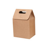 A medium kraft paper portable box with a handle, featuring a brown natural colour and a simple design.