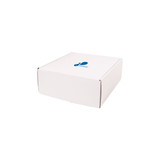 A white small shipper box with a logo on the lid, featuring a simple, rectangular design.