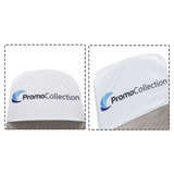 A white half chair cover featuring a logo, designed for exhibitions and events. A white half chair cover featuring a logo, designed for exhibitions and events.