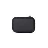 A black medium zipper case, featuring a smooth surface and a zip closure, with a simple design.