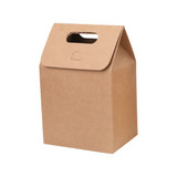A large brown kraft paper portable box with a handle. The box has a simple design and no branding visible.