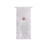 A clear iron wire sealing storage bag measuring 13x28x10cm, featuring a logo and a transparent design.
