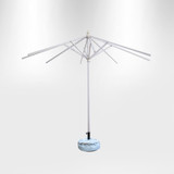 A 3x3m round market umbrella with a white frame and base, designed for leisure and outdoor use.