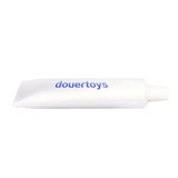 A large white stress reliever shaped like a toothpaste tube, featuring a blue logo.