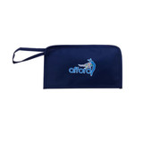 A navy blue stationery set case featuring a logo, designed for office and business use.