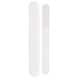 A set of two glass nail files in white, one large and one small, with a sleek design.