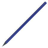 A blue pencil with a sharpened tip, featuring a smooth, glossy finish. It has a simple design without any branding.