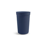 A navy 355ml plastic stadium cup with a simple design and a smooth surface, featuring a logo.