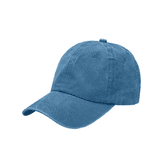 A vintage washed baseball cap in a soft blue colour, featuring a curved brim and an adjustable strap at the back.