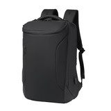 A sleek black waterproof business backpack with adjustable straps and a clean design. Features a logo on the front.