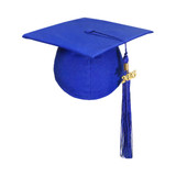 A blue mortarboard graduation cap featuring a gold tassel labelled '2026'. It has a classic flat design.