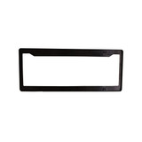 A black plastic licence plate frame with an opening for a licence plate and a simple design.