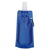 A drink bottle in a vibrant blue colour with a spray nozzle and a loop for attachment. It features branding.