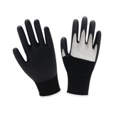 A pair of black touchscreen insulating gloves with a textured grip and cuffed wrists. The gloves feature a light-coloured palm area.